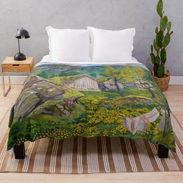 Item preview, Yellow buttercup blossoms, Spring Mood by Old Cotter's Farm alpine landscape fine art print painting by Nikolai Astrup designed and sold by Jéanpaul  Ferro.