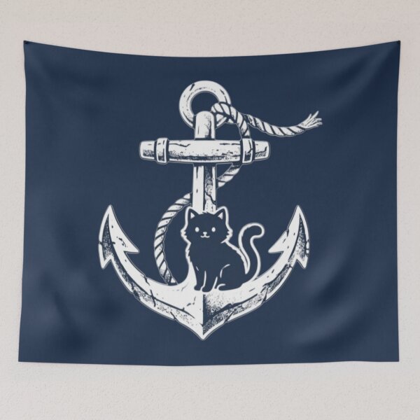 Item preview, My Cat Keeps Me Anchored – Nautical Cat Lover Design designed and sold by Safe Haven Pets.