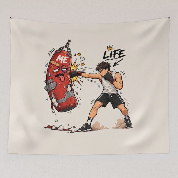 Item preview, Funny Boxing Training – Punching Bag Humor Cartoon designed and sold by waikibi ⭐⭐⭐⭐⭐.