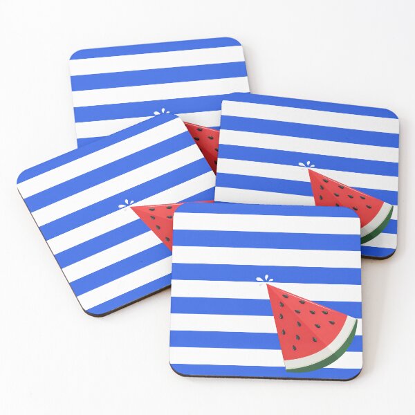 Item preview, Watermelon Slice Blue Stripes Summer Pattern designed and sold by Mindful Wall Art Studio.