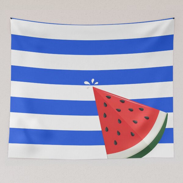 Item preview, Watermelon Slice Blue Stripes Summer Pattern designed and sold by Mindful Wall Art Studio.
