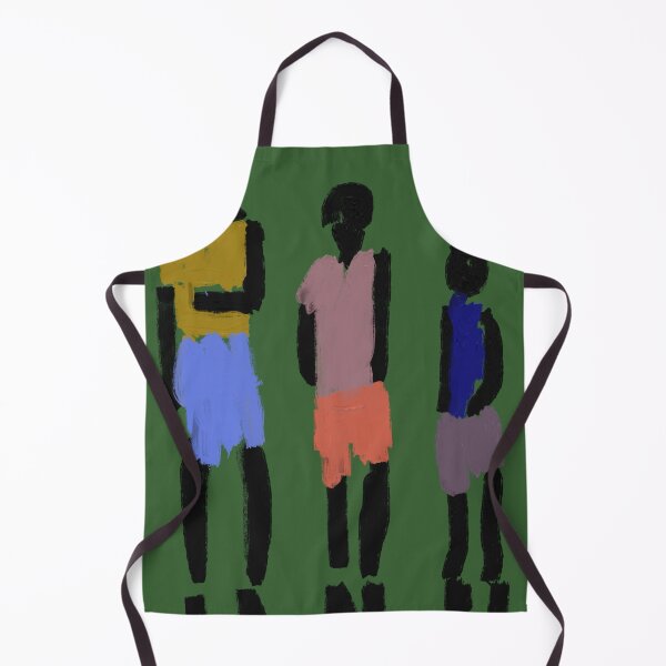 Aperçu de l'œuvre Trois femmes debout - Figures africaines minimalistes sur fond vert forêt - Enchevêtrement créée et vendue par Entanglement of life.