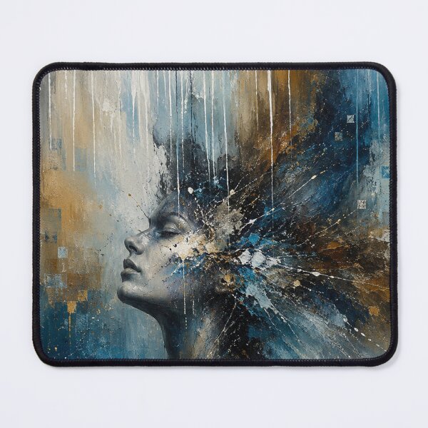 Item preview, Abstract Woman Portrait | Blue and Gold Modern Expressive Wall Art designed and sold by Joey Santiago.