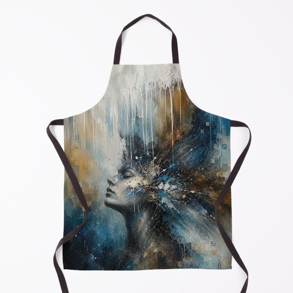 Item preview, Abstract Woman Portrait | Blue and Gold Modern Expressive Wall Art designed and sold by Joey Santiago.