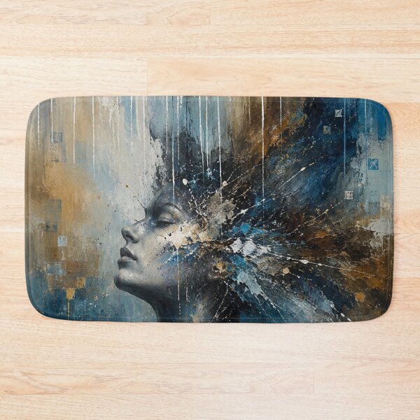 Item preview, Abstract Woman Portrait | Blue and Gold Modern Expressive Wall Art designed and sold by Joey Santiago.