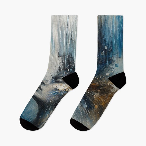 Item preview, Abstract Woman Portrait | Blue and Gold Modern Expressive Wall Art designed and sold by Joey Santiago.