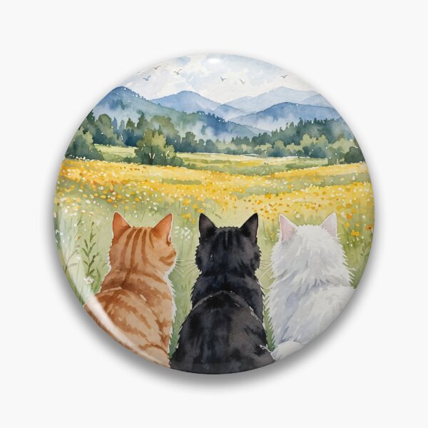 Item preview, Three Cats Sitting in Wildflower Meadow Art designed and sold by Jozefin's Studio.