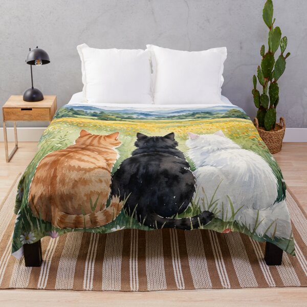 Item preview, Three Cats Sitting in Wildflower Meadow Art designed and sold by Jozefin's Studio.