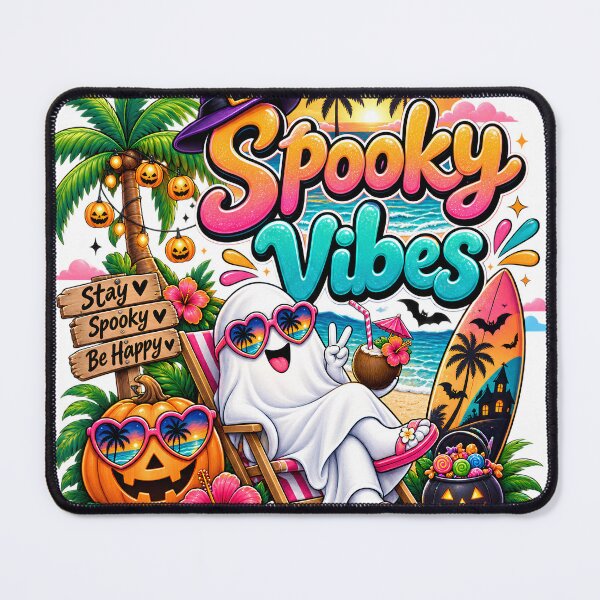 Item preview, Spooky Vibes Halloween Beach Ghost – Cute Tropical Halloween Design designed and sold by BeautifyDesign.
