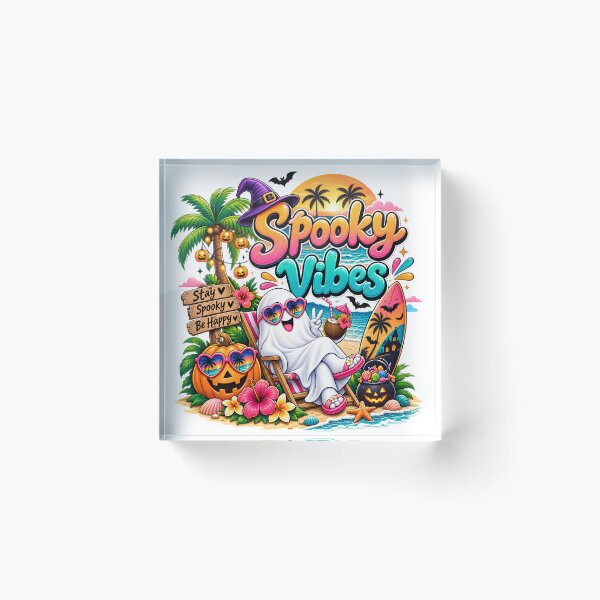 Item preview, Spooky Vibes Halloween Beach Ghost – Cute Tropical Halloween Design designed and sold by BeautifyDesign.