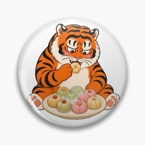 Item preview, Chubby Tiger Colorful Chinese Pastry Plate designed and sold by aigcx.