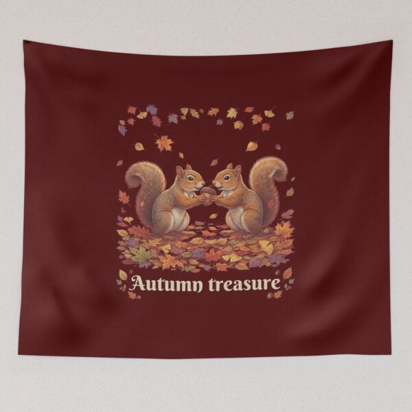 Item preview, Autumn Treasure - Cute Squirrels with Acorn Fall Design designed and sold by Evelashop.
