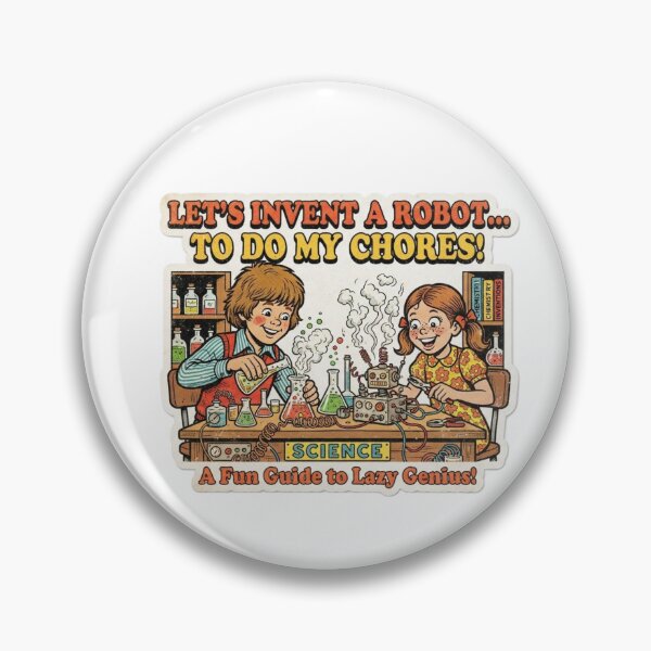 Item preview, Let's Invent a Robot To Do My Chores Funny Retro Science Sticker designed and sold by TrendVault USA.