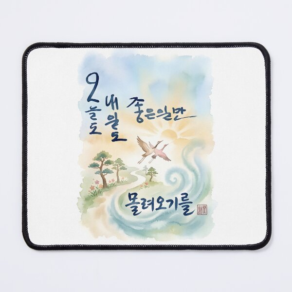 Item preview, Korean Calligraphy Watercolor Card with Flying Cranes designed and sold by K-Brush.