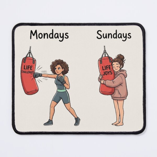 Item preview, CartooMonday vs Sunday Boxing – Funny Life Challenges Cartoon designed and sold by waikibi ⭐⭐⭐⭐⭐.