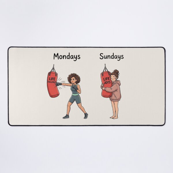 Item preview, CartooMonday vs Sunday Boxing – Funny Life Challenges Cartoon designed and sold by waikibi ⭐⭐⭐⭐.