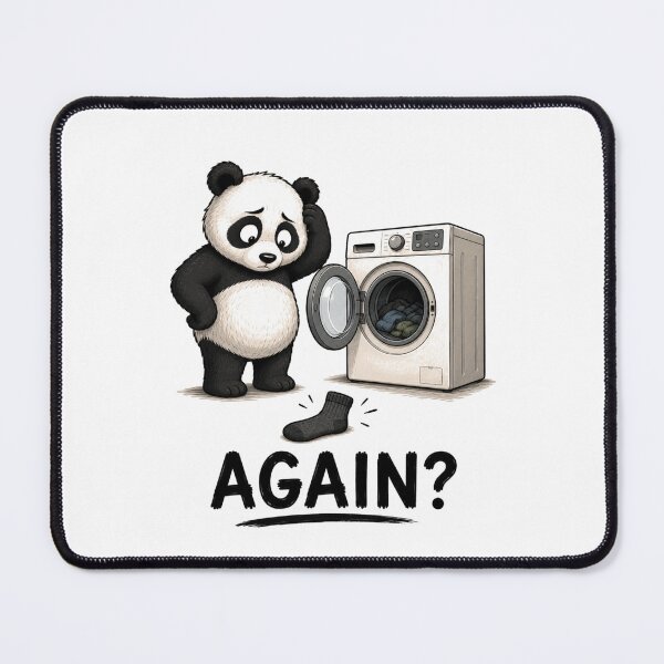 Item preview, AGAIN? Funny Panda T-Shirt | Missing Sock Laundry Humor designed and sold by Kiinaaa.