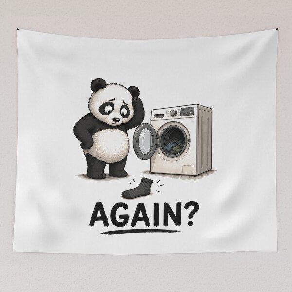 Item preview, AGAIN? Funny Panda T-Shirt | Missing Sock Laundry Humor designed and sold by Kiinaaa.