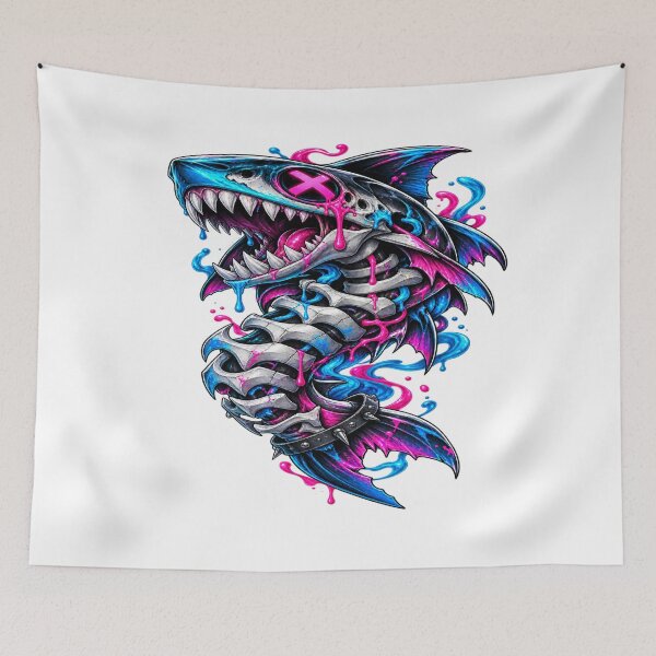 Item preview, Neon Shark Skeleton Streetwear designed and sold by VYBORA Studio.