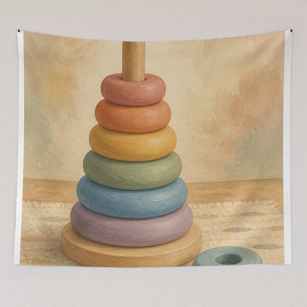 Item preview, Stacked Rainbow Rings Gouache Boho designed and sold by GoldenHourWalls.