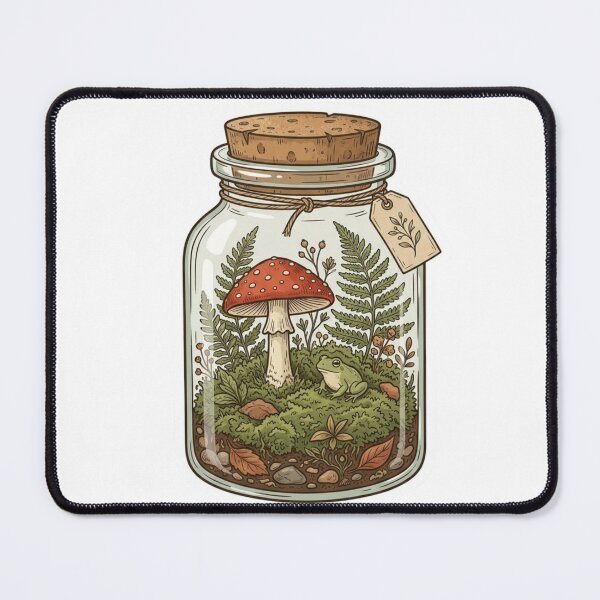 Item preview, Cottagecore Mushroom Terrarium Frog Forest Core Botanical Sticker designed and sold by KreatoLab.
