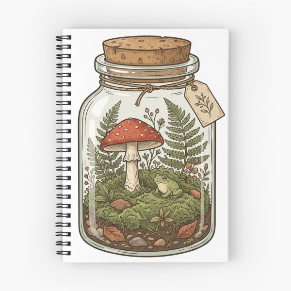 Item preview, Cottagecore Mushroom Terrarium Frog Forest Core Botanical Sticker designed and sold by KreatoLab.