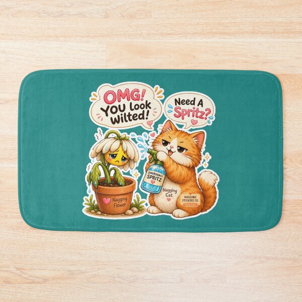 Item preview, NAGGINGFLOWERCAT BY NAGGINGSTICKERSCO. OMG! YOU LOOK WILTED! NEED A SPRITZ? COLLECTION | GREEN Edition | No.01 designed and sold by LaMaisonOfMY.