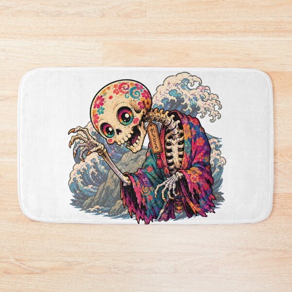 Item preview, Japanese Gashadokuro Giant Skeleton Yokai & Waves Art designed and sold by OddGarage.