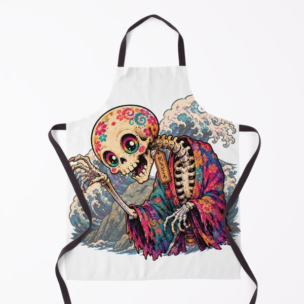 Item preview, Japanese Gashadokuro Giant Skeleton Yokai & Waves Art designed and sold by OddGarage.