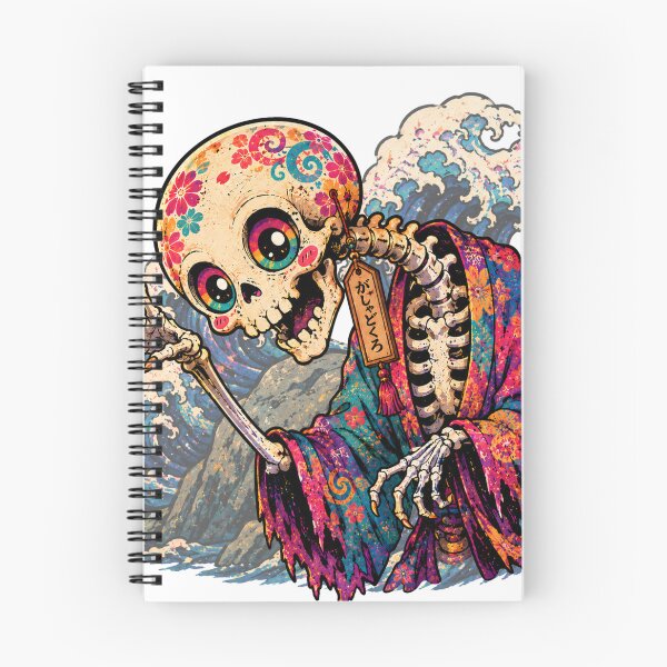Item preview, Japanese Gashadokuro Giant Skeleton Yokai & Waves Art designed and sold by OddGarage.