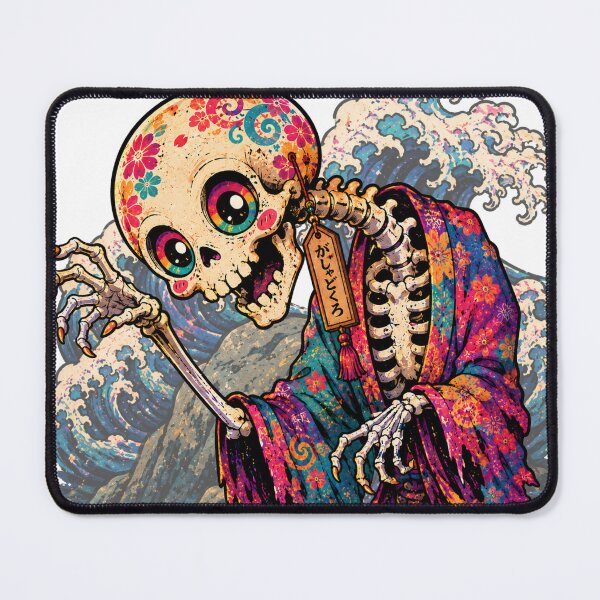 Item preview, Japanese Gashadokuro Giant Skeleton Yokai & Waves Art designed and sold by OddGarage.