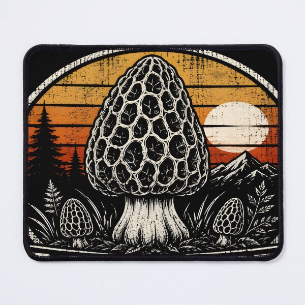 Item preview, Vintage Retro Sunset Morel Mushroom Hunter Art designed and sold by DailySparks.