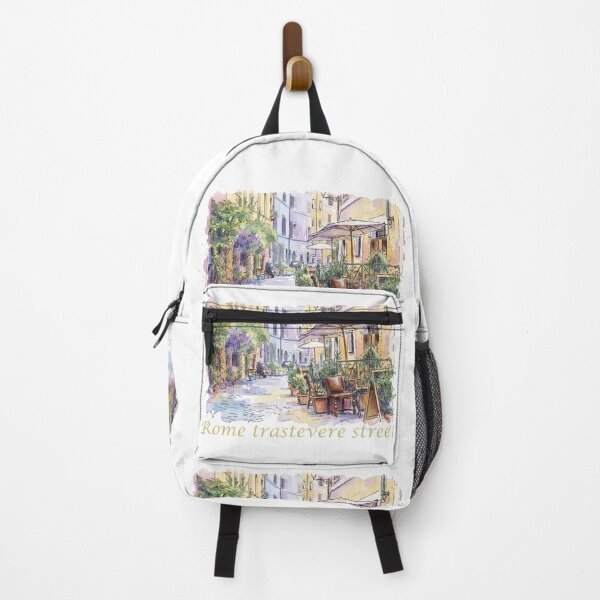 Item preview, Rome Italy Trastevere Street Cafe Watercolor Art designed and sold by NareArt.