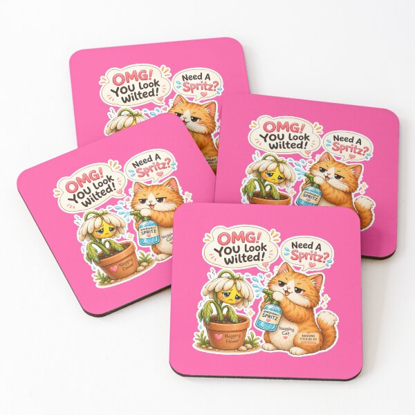 Item preview, NAGGINGFLOWERCAT BY NAGGINGSTICKERSCO. OMG! YOU LOOK WILTED! NEED A SPRITZ? COLLECTION | ELECTRIC PINK Edition | No.01 designed and sold by LaMaisonOfMY.
