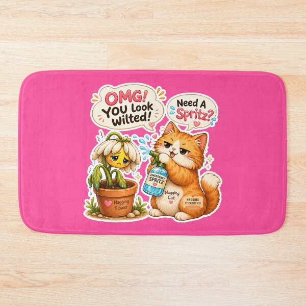 Item preview, NAGGINGFLOWERCAT BY NAGGINGSTICKERSCO. OMG! YOU LOOK WILTED! NEED A SPRITZ? COLLECTION | ELECTRIC PINK Edition | No.01 designed and sold by LaMaisonOfMY.