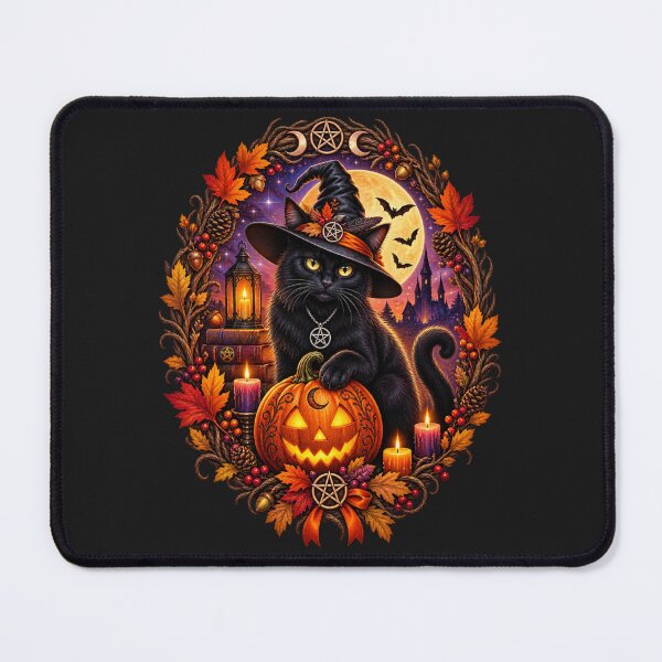Item preview, Autumn Familiar – Black Cat Jack-O’-Lantern Wreath designed and sold by Witch Joseph.