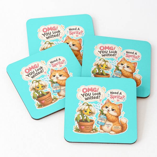 Item preview, NAGGINGFLOWERCAT BY NAGGINGSTICKERSCO. OMG! YOU LOOK WILTED! NEED A SPRITZ? COLLECTION | AQUA Edition | No.01 designed and sold by LaMaisonOfMY.