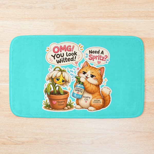 Item preview, NAGGINGFLOWERCAT BY NAGGINGSTICKERSCO. OMG! YOU LOOK WILTED! NEED A SPRITZ? COLLECTION | AQUA Edition | No.01 designed and sold by LaMaisonOfMY.