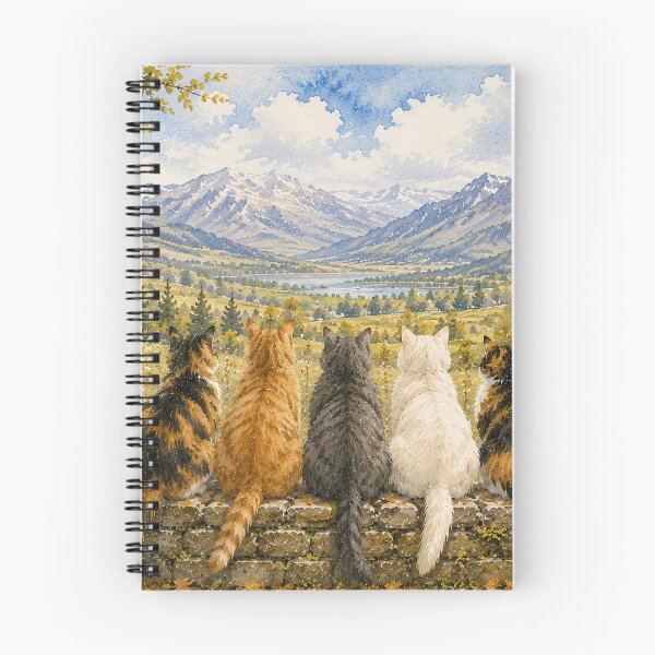 Artikelvorschau, Fünf Katzen auf der Aussichtsplattform Stone Wall Mountain entworfen und verkauft von Jozefin's Studio.
