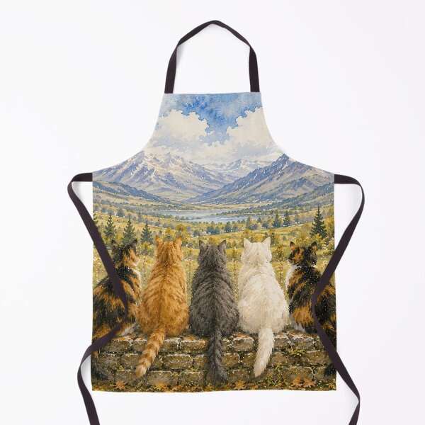 Item preview, Five Cats on Stone Wall Mountain Vista designed and sold by Jozefin's Studio.