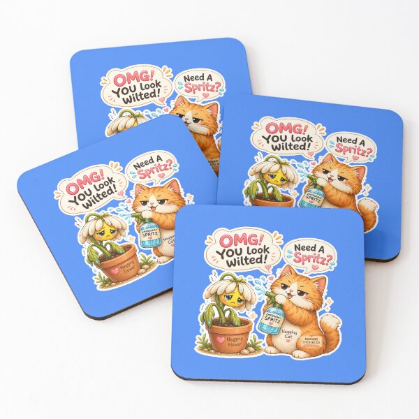 Item preview, NAGGINGFLOWERCAT BY NAGGINGSTICKERSCO. OMG! YOU LOOK WILTED! NEED A SPRITZ? COLLECTION | ELECTRIC BLUE Edition | No.01 designed and sold by LaMaisonOfMY.