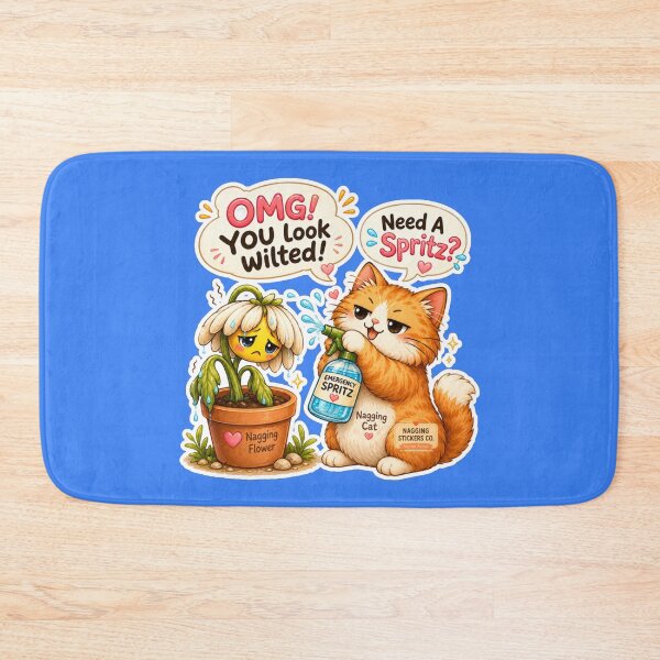 Item preview, NAGGINGFLOWERCAT BY NAGGINGSTICKERSCO. OMG! YOU LOOK WILTED! NEED A SPRITZ? COLLECTION | ELECTRIC BLUE Edition | No.01 designed and sold by LaMaisonOfMY.