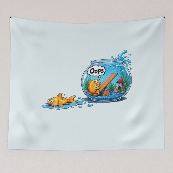 Item preview, Funny Fish Seesaw – Aquarium Fish Out of Water Cartoon designed and sold by waikibi ⭐⭐⭐⭐⭐.