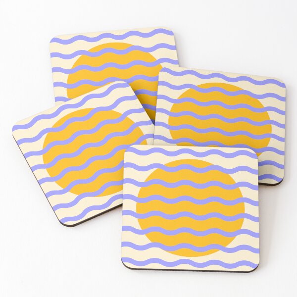 Item preview, Mid Century Modern Wavy Sun Throw Pillow in Purple and Mustard designed and sold by nineFlorals.
