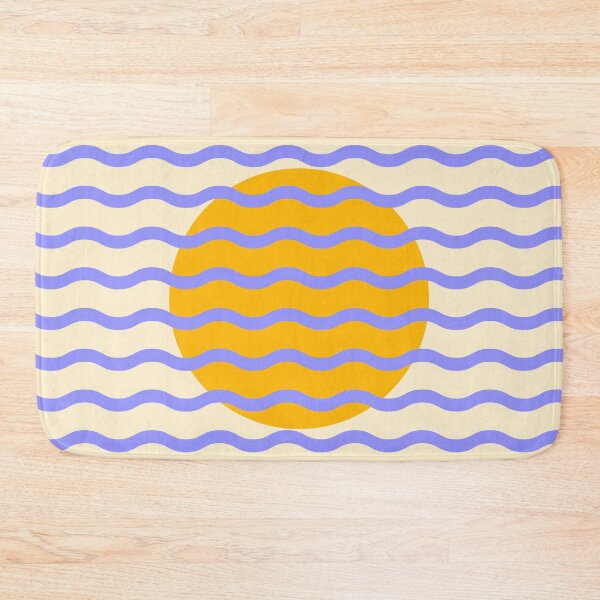 Item preview, Mid Century Modern Wavy Sun Throw Pillow in Purple and Mustard designed and sold by nineFlorals.
