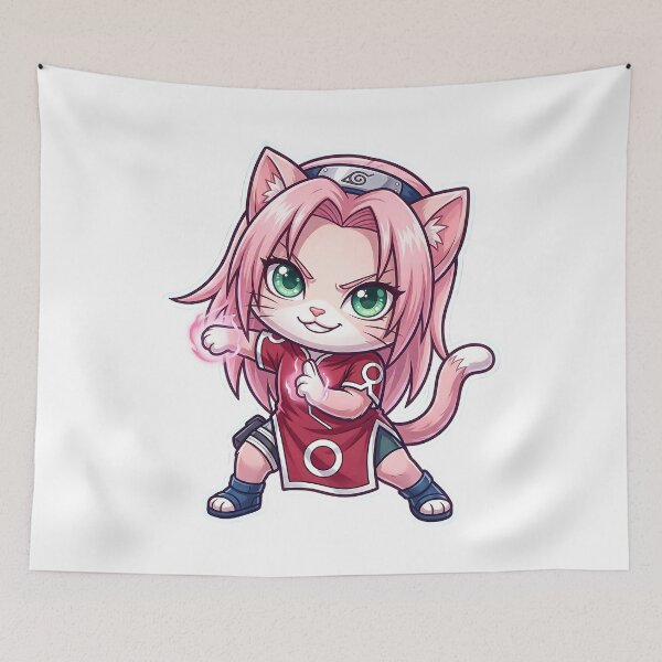 Item preview, Pink Ninja Sakura Cat Power: Chakra Punch Kunoichi designed and sold by CuteKats.