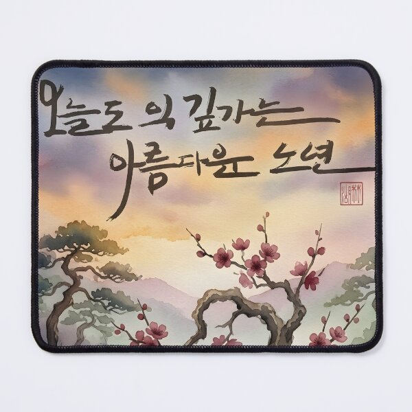 Item preview, Korean Calligraphy Watercolor Landscape with Plum Blossoms designed and sold by K-Brush.