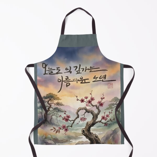 Item preview, Korean Calligraphy Watercolor Landscape with Plum Blossoms designed and sold by K-Brush.