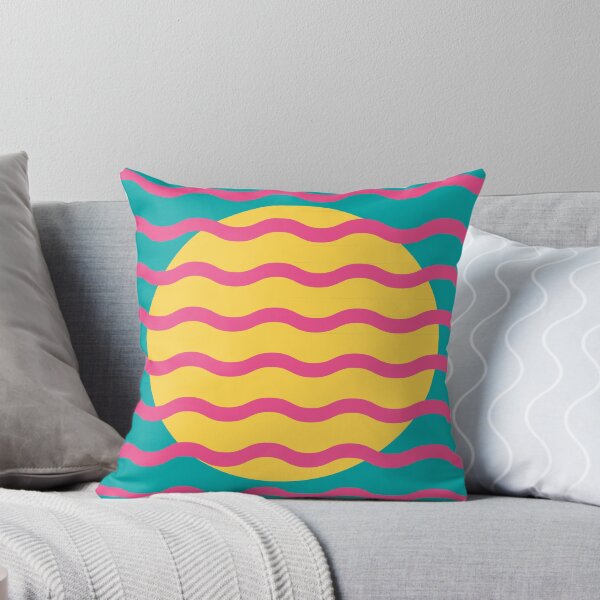 Item preview, Retro Wavy Pattern Tropical Pop Groovy watermelon pink and teal designed and sold by nineFlorals.