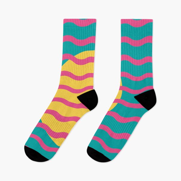 Item preview, Retro Wavy Pattern Tropical Pop Groovy watermelon pink and teal designed and sold by nineFlorals.